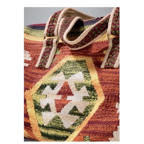 *Ruggine* Handmade Woven Ethnic Navajo Pattern Duffel Travel Bag - Picture 4 of 5